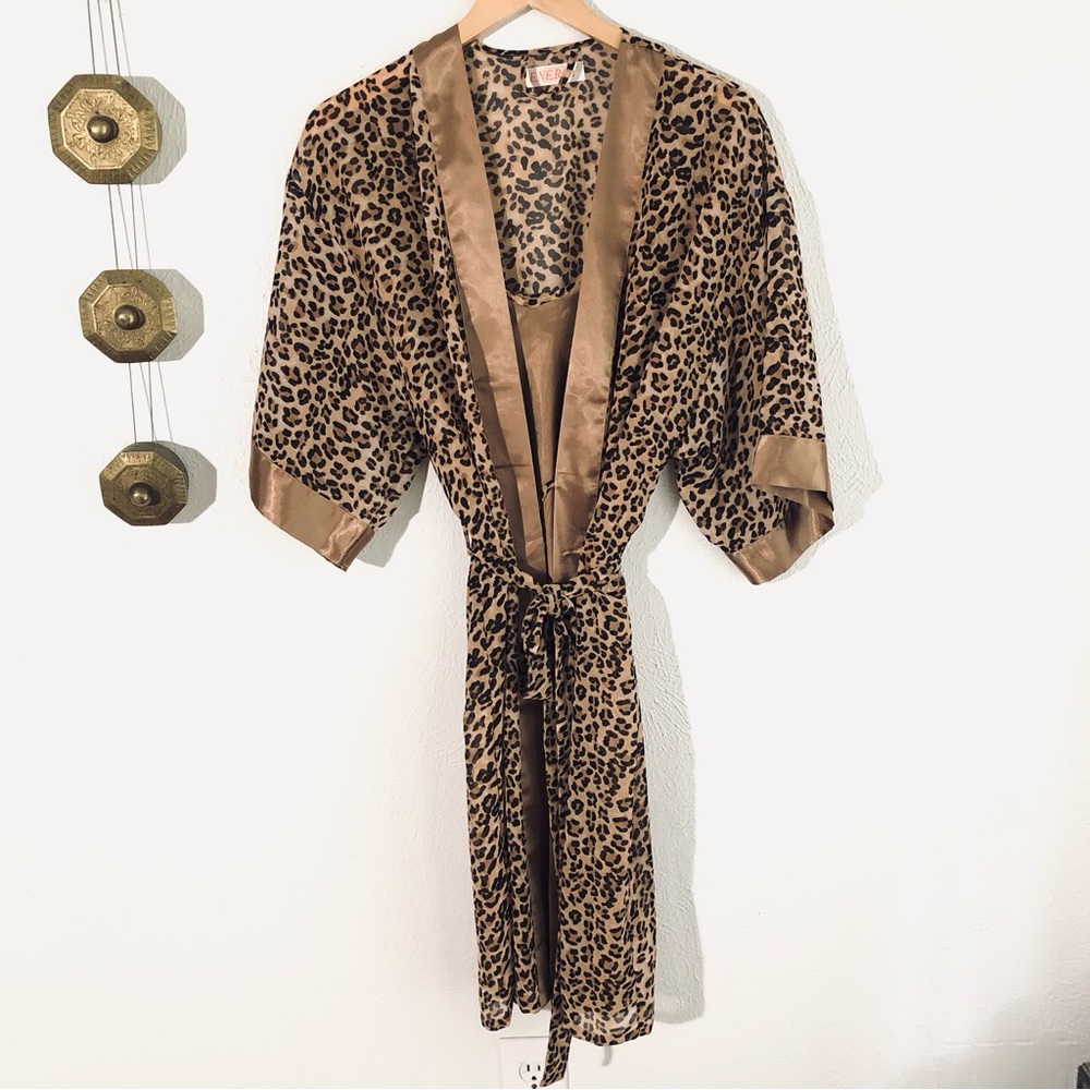 Energy > Leopard Print Kimono Robe and Slip Dress Matching Set > M